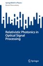 Titel: "Relativistic Photonics in Optical Signal Processing." Autor: Benoît Plançoulaine. Illustratives Design mit blauen und weißen Elementen.