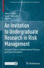 "An Invitation to Undergraduate Research in Risk Management" steht in großen weißen Buchstaben auf einem blauen Hintergrund.
