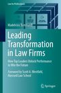 Titel: "Leading Transformation in Law Firms". Autor: Madeleine Bernhardt. Illustration: Abstrakte blaue Formen.