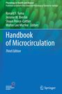 "Handbook of Microcirculation, Third Edition" steht im Zentrum auf blauem Hintergrund. Oben grüne Muster, unten zwei Logos.