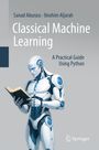 "Sanad Aburass, Ibrahim Aljarah, Classical Machine Learning, A Practical Guide Using Python." Illustration: Roboter liest Buch.