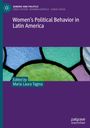 Text: “Women’s Political Behavior in Latin America, Edited by María Laura Tagina.” Lila Hintergrund, bunte Mosaikformen.