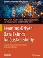 „Learning-Driven Data Fabrics for Sustainability“ auf orangefarbenem Hintergrund, technologische Grafikelemente.