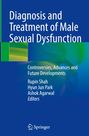 "Diagnosis and Treatment of Male Sexual Dysfunction" steht groß auf blauem Hintergrund mit grün-blauem Muster.