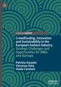 „Crowdfunding, Innovation and Sustainability in the European Fashion Industry“; grüne Kreise auf blauem Hintergrund.