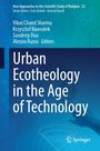 Buchtitel: "Urban Ecotheology in the Age of Technology". Autoren: Vikas Chand Sharma et al. Blauer Hintergrund mit technischen Symbolen.