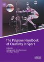 „The Palgrave Handbook of Creativity in Sport“, bearbeitet von Ludvig Johan Torp Rasmussen und Véronique Richard. Eine schwebende Figur in einem futuristischen Stil mit spiegelnden Kugeln.