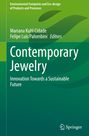 Buchtitel: "Contemporary Jewelry: Innovation Towards a Sustainable Future." Grüntöne und das Springer-Logo.