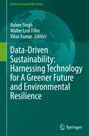 Text: "Data-Driven Sustainability: Harnessing Technology for A Greener Future and Environmental Resilience." Grüner Hintergrund.