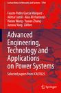 Titel: Advanced Engineering, Technology and Applications on Power Systems. Hintergrund aus roten und schwarzen Molekülen.