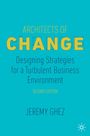 ARCHITECTS OF CHANGE, Designing Strategies, SECOND EDITION, JEREMY GHEZ. Hellblauer Hintergrund mit kleinem Logo.
