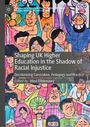 Text: "Shaping UK Higher Education in the Shadow of Racial Injustice" von Hind Elhinnawy. Illustration vieler Menschen.