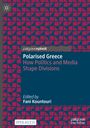 "Polarised Greece: How Politics and Media Shape Divisions" steht auf einem bunten geometrischen Muster.