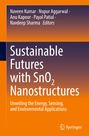 Titel: "Sustainable Futures with SnO₂ Nanostructures". Autoren: Naveen Kumar, Nupur Aggarwal, Anu Kapoor, Payal Patial, Navdeep Sharma. Verlagslogo unten rechts. Hintergrund: Orange und Dunkelviolett.