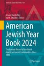 "American Jewish Year Book 2024" in großer, weißer Schrift auf türkisem Hintergrund. Silhouette der Freiheitsstatue.