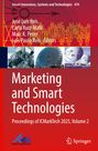Buchumschlag mit den Namen der Herausgeber, Titel "Marketing and Smart Technologies". Bunte, technische Illustrationen.