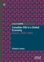 "Canadian Silk in a Global Economy: Grouts, 1925–1955" von Charles Jones. Geometrisches Muster in Dunkelrot und Blau.