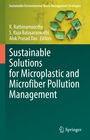 Text: "Sustainable Solutions for Microplastic and Microfiber Pollution Management." Oben ein grünes Recycling-Symbol.