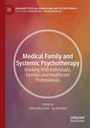 Text: "Medical Family and Systemic Psychotherapy." Hintergrund in warmen Rot-Orange-Tönen, Kreis umrahmt den Titel.