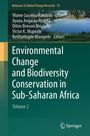 Text: "Environmental Change and Biodiversity Conservation in Sub-Saharan Africa". Oben ein Naturfoto eines Sees.