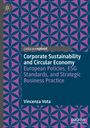 „Corporate Sustainability and Circular Economy” mit Mustern aus lila und blau überzogen, verflochtene Kreise. Autor: Vincenza Vota.