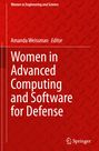 Frauen in fortgeschrittener Informatik für Verteidigung. Roter Hintergrund mit geometrischem Muster, Springer-Logo unten.