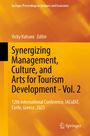 "Synergizing Management, Culture, and Arts for Tourism Development - Vol. 2", Konferenz in Korfu, Griechenland 2025. Orange Hintergrund.