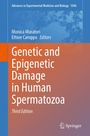 Cover des Buches "Genetic and Epigenetic Damage in Human Spermatozoa". Oben blaue Struktur, unten Orange. Logo unten rechts.