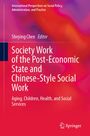 Buchtitel: "Society Work of the Post-Economic State and Chinese-Style Social Work." Hintergrund in Rot- und Violetttönen.