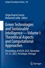Text: "Green Technologies and Sustainable Intelligence—Volume I: Theoretical Aspects and Computational Approaches." Blauer Hintergrund.