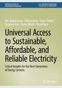 "Universal Access to Sustainable, Affordable, and Reliable Electricity" steht groß in der Mitte. Oben Autoren, links Logos.
