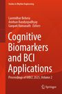 "Cognitive Biomarkers and BCI Applications" ist der Titel eines wissenschaftlichen Buches, roter Hintergrund.