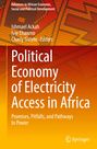 Text: "Political Economy of Electricity Access in Africa: Promises, Pitfalls, and Pathways to Power." Hintergrund mit warmen, afrikanischen Mustern.