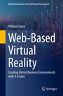 "Web-Based Virtual Reality: Creating Virtual Business Environments with A-Frame" vor einer digitalen Skyline.