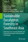 Titel: Sustainable Eucalyptus Forestry in Southeast Asia. Hintergrund: Wald in Grüntönen.