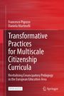 Text: "Transformative Practices for Multiscale Citizenship Curricula." Autoren: Francesco Pigozzo, Daniela Martinelli. Rotes Design.