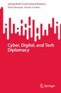 "Cyber, Digital, and Tech Diplomacy" steht in weiß auf rotem Hintergrund. Oben Balken-Design, unten Springer-Logo.