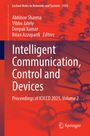 Oben stehen Autoren: "Abhinav Sharma, Vibhu Jately", darunter der Titel: "Intelligent Communication, Control and Devices". Unten ist ein Springer-Logo.