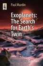 „Paul Murdin, Exoplanets: The Search for Earth's Twin“. Eisige Landschaft unter rotem Himmel mit Planeten am Horizont.