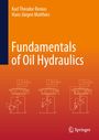 Der Text "Fundamentals of Oil Hydraulics" in Weiß auf orangem Hintergrund, mit hydraulischen Symbolen darunter.