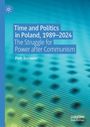 „Time and Politics in Poland, 1989–2024“ von Piotr Borowiec. Hintergrund: unscharfe blaue Struktur mit Muster.