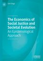 Titel: "The Economics of Social Justice and Societal Evolution". Autor: Emil Dinga. Blauer Hintergrund mit geometrischen Mustern.