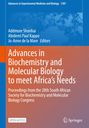 Titel: Advances in Biochemistry and Molecular Biology to meet Africa’s Needs. Farbhintergründe in Blau und Orange.