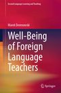 Buchtitel: "Well-Being of Foreign Language Teachers" von Marek Derenowski. Farbverlauf in Rot- und Orangetönen.