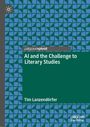 "AI and the Challenge to Literary Studies" von Tim Lanzendörfer, umgeben von einem Muster aus blauen Dreiecken.