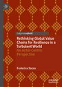 Titel: Rethinking Global Value Chains for Resilience in a Turbulent World. Name: Federica Sacco. Rotes geometrisches Muster.