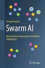 Text: George Rzevski, Swarm AI, Meet the Next Generation of Artificial Intelligence. 

Farbenfrohe Knoten verbunden auf dunklem Hintergrund.