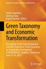 Buchtitel: "Green Taxonomy and Economic Transformation". Gelber Hintergrund, Springer-Logo unten rechts.