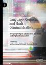Text: "Language, Corpora, and Health Communication." Untertitel: "Bridging Corpus Linguistics, Medicine, and Digital Humanities." Herausgegeben von Muhammad Afzaal und Adnan Tahir. Links Logo. Dahinter verschwommenes städtisches Bild.