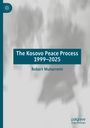 „The Kosovo Peace Process 1999–2025“, Robert Muharremi, unscharfe Silhouetten, Logo oben links.
